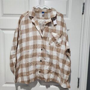 NWT Old Navy Flannel 2 piece Pajamas - Size 2x = Neutral Buffalo color
